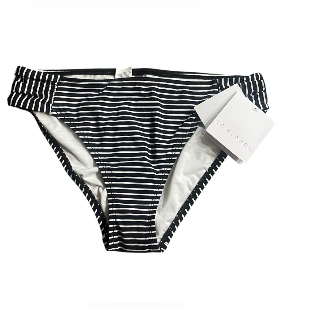 La Blanca Women’s NWOT Size US 4 Striped Shirred Side Bikini Bottoms Sz 10 NWT